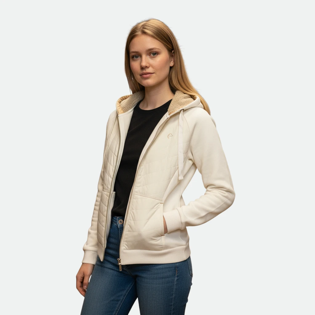 Equithème - Sweet zippé à capuche blanc – Image 2