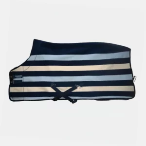 Horseware – Couverture Polaire Rambo Deluxe Fleece Rayures Bleu, Blanc