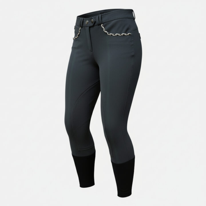 Jump’in - Pantalon d'équitation gris liséré argent tresse